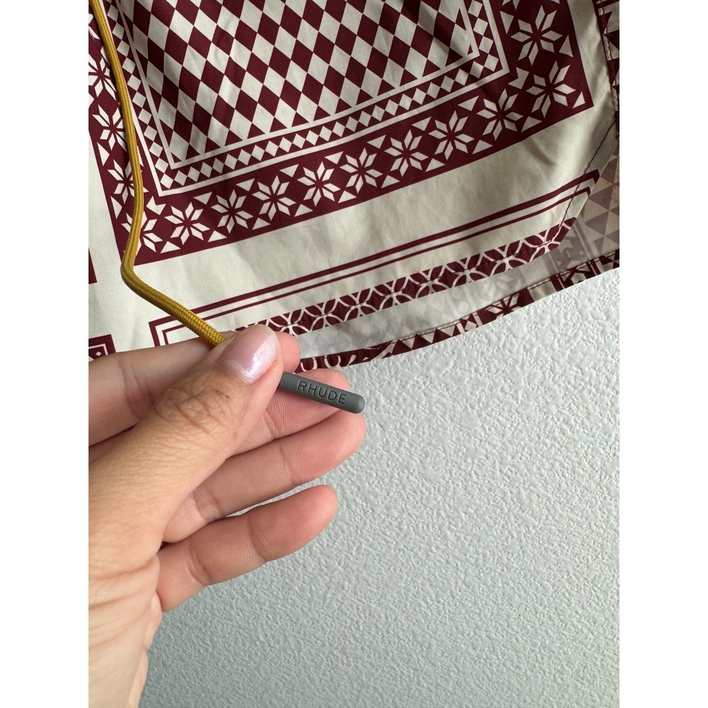 Rhude 2022 Burgundy Bandana Print Swim Trunks Mens Large Shorts - Picture 3 of 8